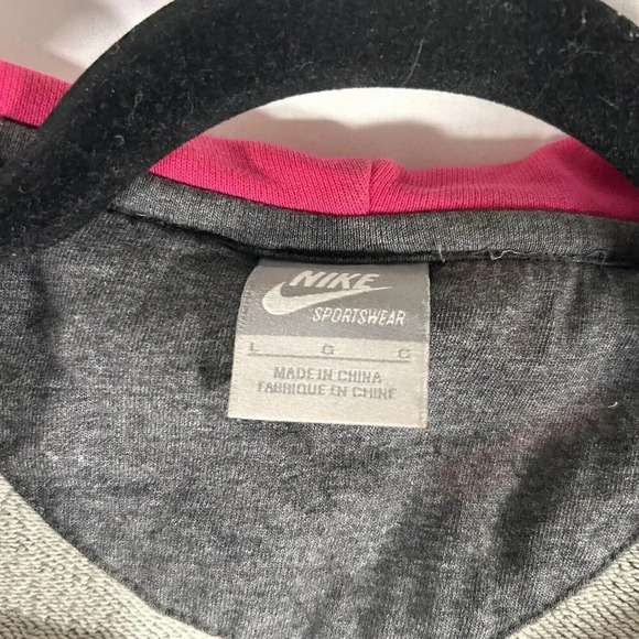 Nike Hoodie Women's Large Grey Purple Full Zip Drawstring Pockets Cotton Sweater - Picture 5 of 12